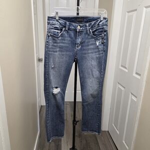 Silver Jeans Cotton Blend Distressed Blue Denim